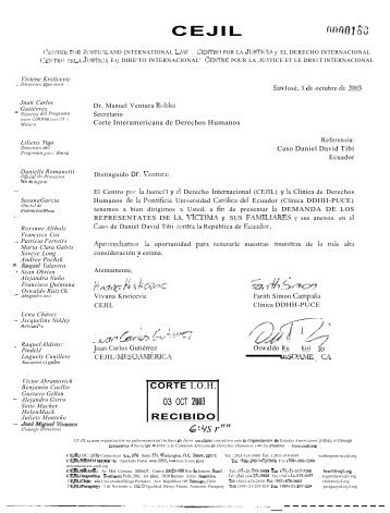 Escrito de solicitudes, argumentos y pruebas presentado por - Corte ...