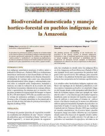 Biodiversidad domesticada y manejo hortico-forestal en pueblos ...