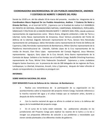coordinadora macroregional de los pueblos amazonicos, andinos y ...