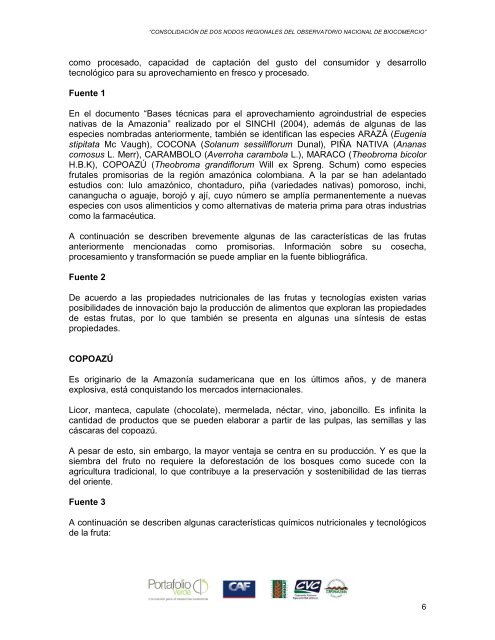 Información de cinco productos del Departamento de Amazonas - CAF