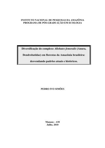 Diversificação do complexo Allobates femoralis ... - PPBio - Inpa