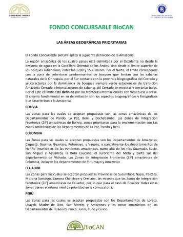 FONDO CONCURSABLE BioCAN - Comunidad Andina