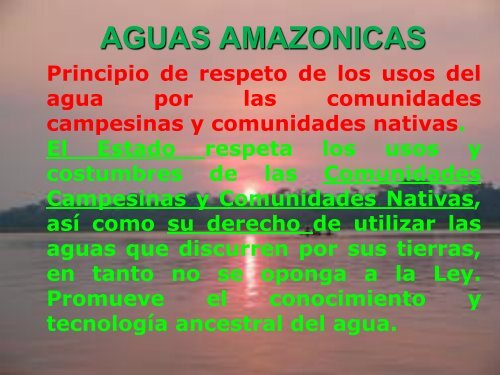 reglamento de la ley de recursos hidricos amazonicos - Autoridad ...