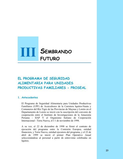 piscicultura, seguridad - Instituto de Investigaciones de la Amazonía ...