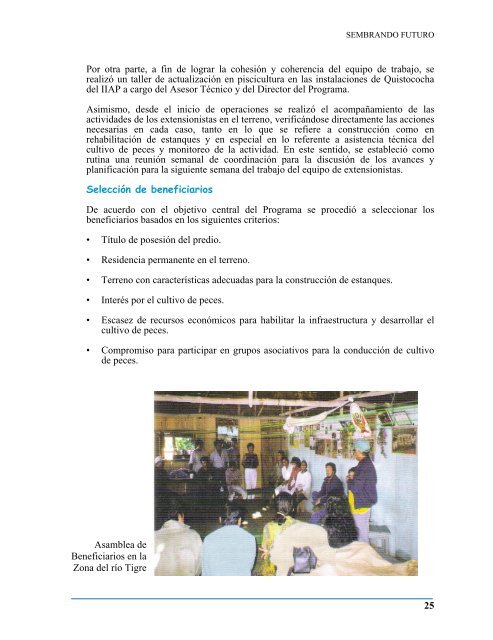 piscicultura, seguridad - Instituto de Investigaciones de la Amazonía ...