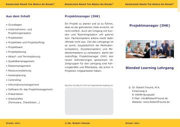 Projektmanager (IHK) Blended Learning Lehrgang - Dr. Robert Freund