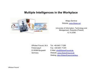 Multiple Intelligences in the Workplace - Dr. Robert Freund