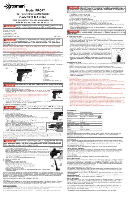 Model PRO77 OWNER'S MANUAL