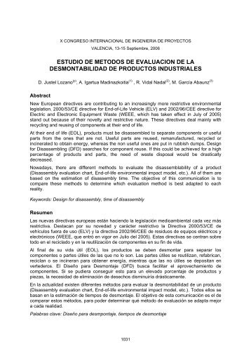 estudio de metodos de evaluacion de la desmontabilidad ... - Aeipro