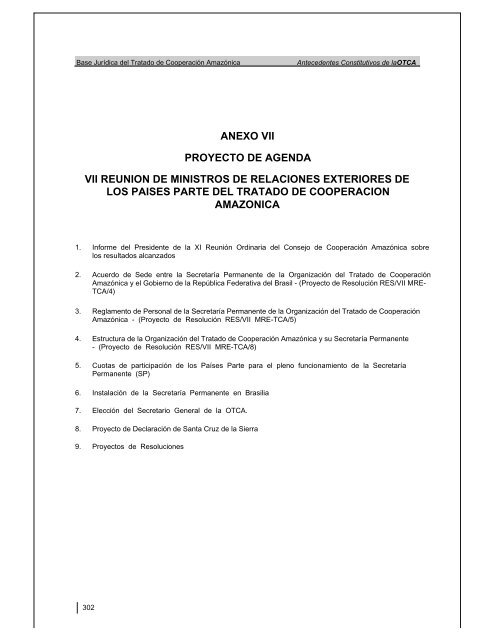 base juridica del tratado de cooperacion amazonica - OTCA