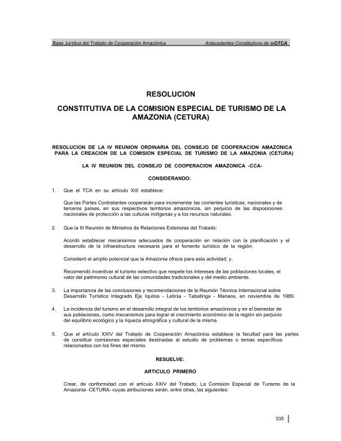 base juridica del tratado de cooperacion amazonica - OTCA