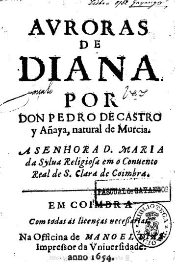 'Auroras de Diana', Coimbra, Manoel Dias, 1654