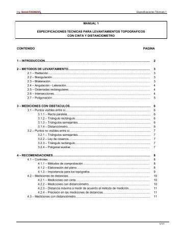 Especificaciones técnicas para levantamientos con cinta