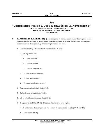 Job “Conociendo Mejor a Dios A Través de la Adversidad”