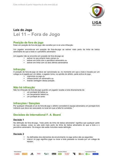 Leis do Jogo – Sabia que…? (Lei 7 – A duração do jogo