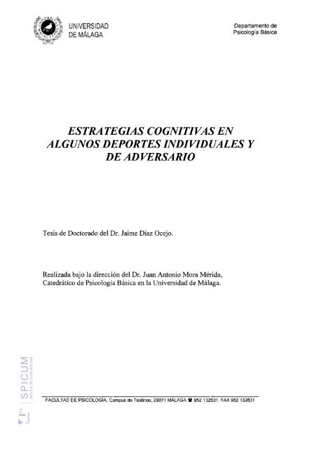 estrategias cognitivas en deportes individuales y de adversario.