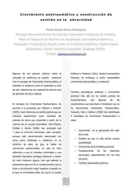 Crecimiento postraumático y construcción de sentido en la adversidad