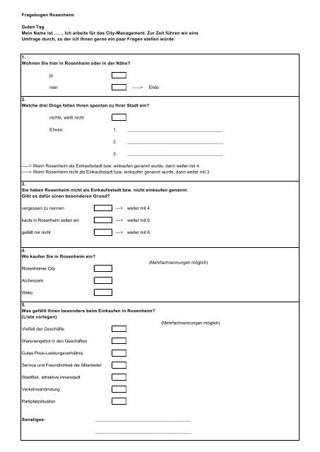 Die vollständigen Fragebögen finden Sie hier. - City-Management ...