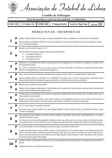 Teste AFLisboa - Árbitros 2º Categoria Distrital - Apaf