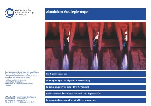 Aluminium-Gusslegierungen Druckgusslegierungen