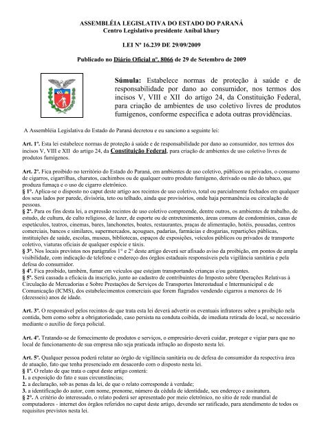 Lei 16239/2009 - Secretaria da Saúde