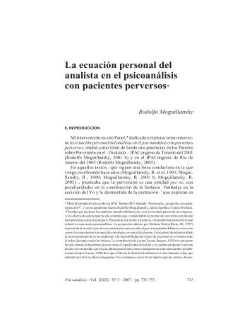 La ecuación personal del analista en el psicoanálisis con pacientes ...