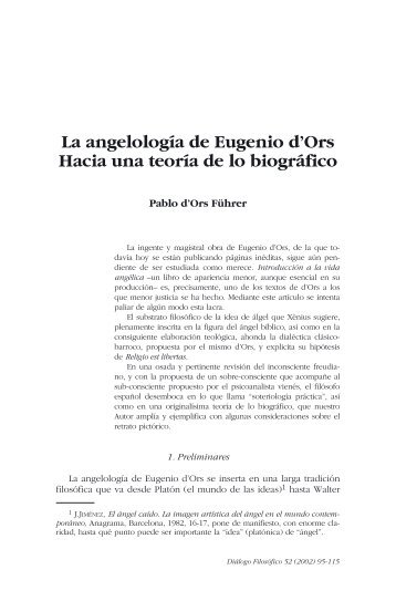 La angelología de Eugenio d'Ors Hacia una ... - Ciudad Redonda