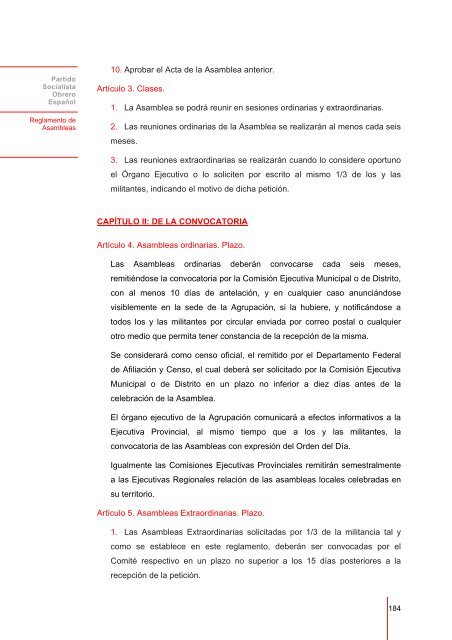 Reglamento de Asambleas - PSOE