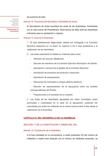 Reglamento de Asambleas - PSOE