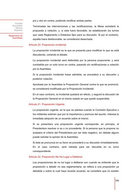 Reglamento de Asambleas - PSOE