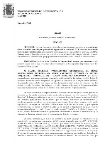 AUTO CONCLUSIÓN SUMARIO 2-08 - El País