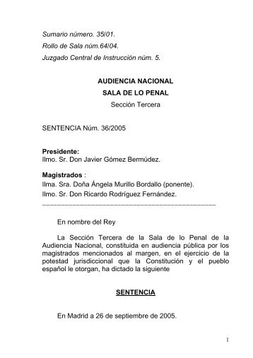 Sumario número. 35/01. Rollo de Sala núm.64/04 ... - El Mundo