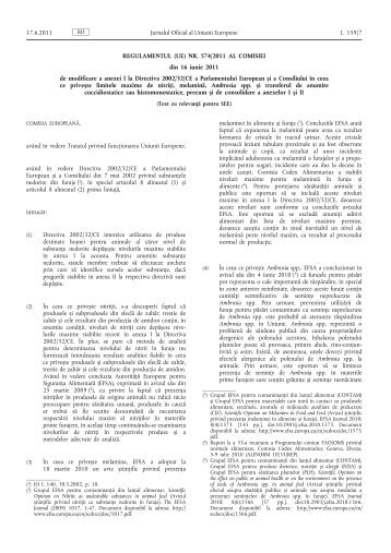 Regulamentul (UE) nr. 574/2011 al Comisiei din 16 iunie ... - ansvsa