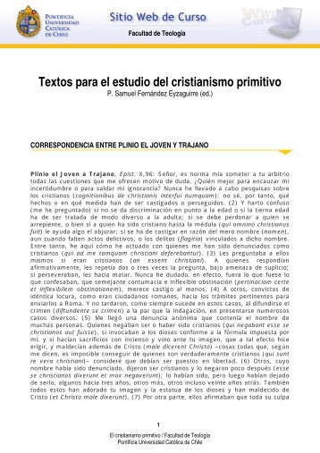 Correspondencia entre Plinio el Joven y Trajano - Curso - Pontificia ...