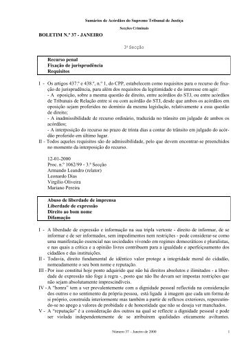 Criminal - Ano de 2000 - Supremo Tribunal de Justiça