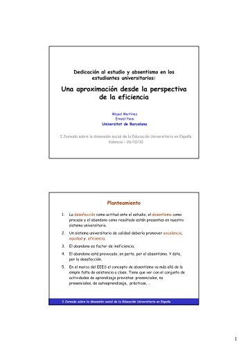 Dedicación al estudio y absentismo en los ... - Campus Vivendi