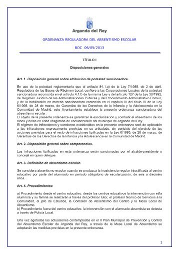 Ordenanza reguladora del absentismo escolar - Archivo de la ...