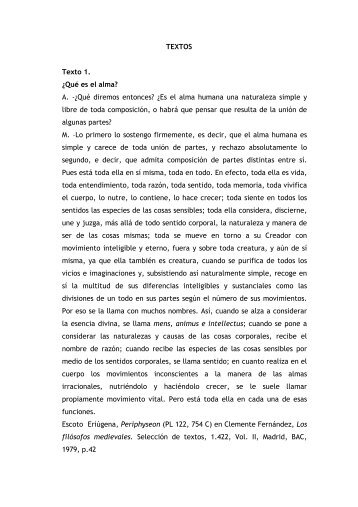 TEXTOS Texto 1. ¿Qué es el alma? A. -¿Qué diremos entonces ...