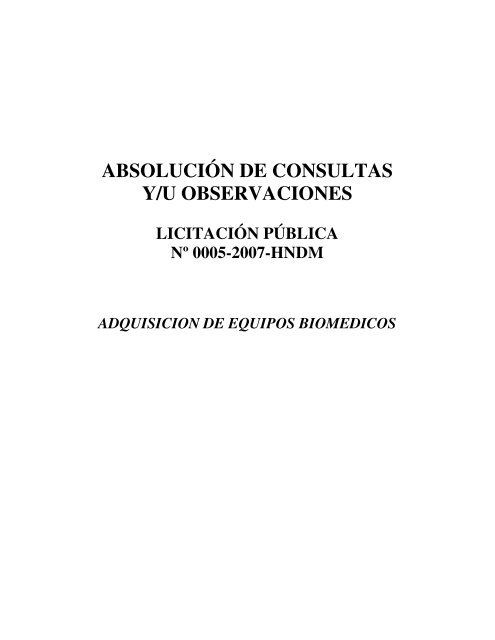 ABSOLUCIÓN DE CONSULTAS Y/U OBSERVACIONES