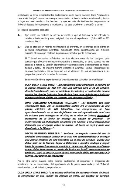 Tecnodiesel Ltda. Vs. Ordara Construcciones Ltda. - Cámara de ...