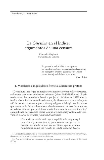 La Celestina en el Índice: argumentos de una censura - Parnaseo