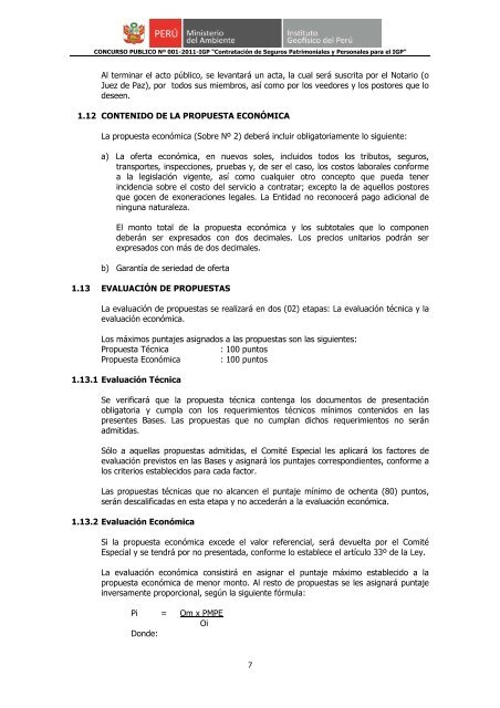 concurso público nº 001-2011-igp primera convocatoria - Instituto ...