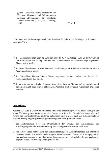 Allgemeine Entwässerungssatzung - Verbandsgemeinde Rodalben