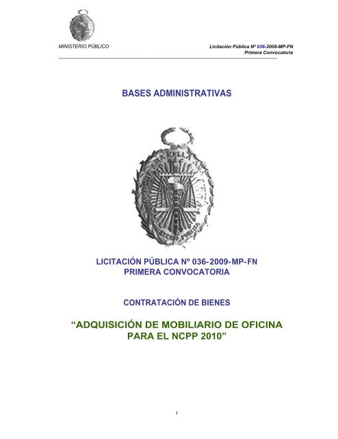 bases administrativas “adquisición de mobiliario ... - Ministerio Público