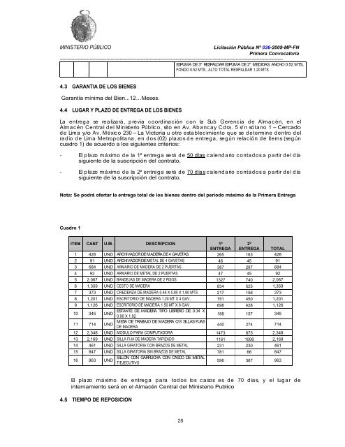 bases administrativas “adquisición de mobiliario ... - Ministerio Público