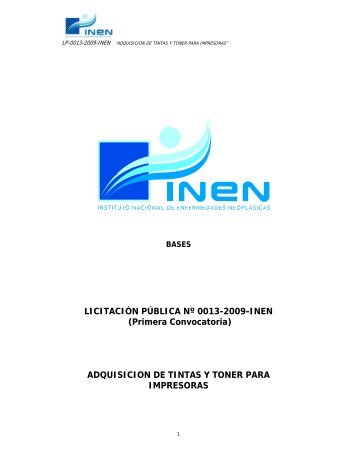 ADQUISICION DE TINTAS Y TONER PARA IMPRESORAS - Instituto ...