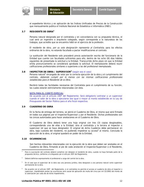 licitación pública nº 0001-2011-ed/ue 108 - Ministerio de Educación