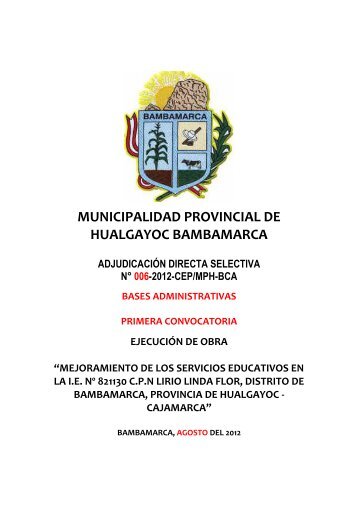 municipalidad provincial de hualgayoc bambamarca - seace