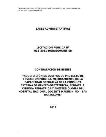 bases administrativas licitación pública nº 013-2011-honadomani ...