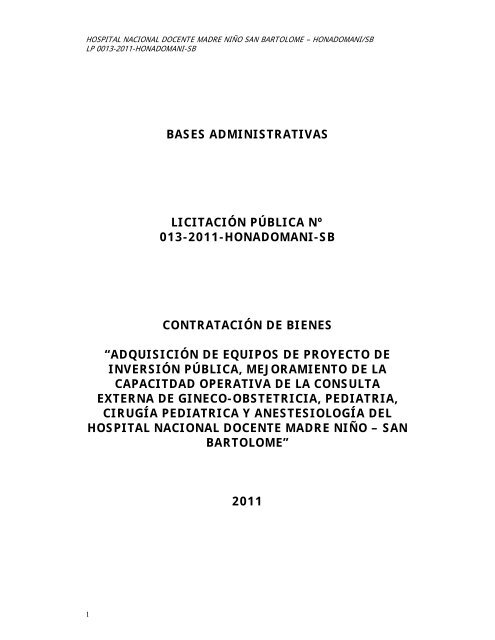 bases administrativas licitación pública nº 013-2011-honadomani ...